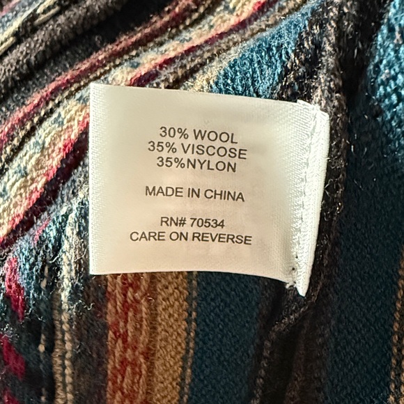 Orvis Wool Blend Southwestern Aztec Cardigan Sweater Multicolor M - Picture 7 of 9